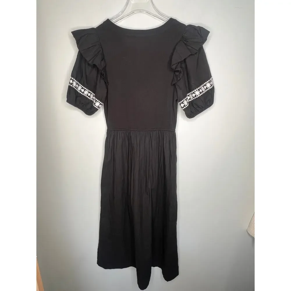 Cleobella Black Puff Sleeve Selma Midi Dress Size Small